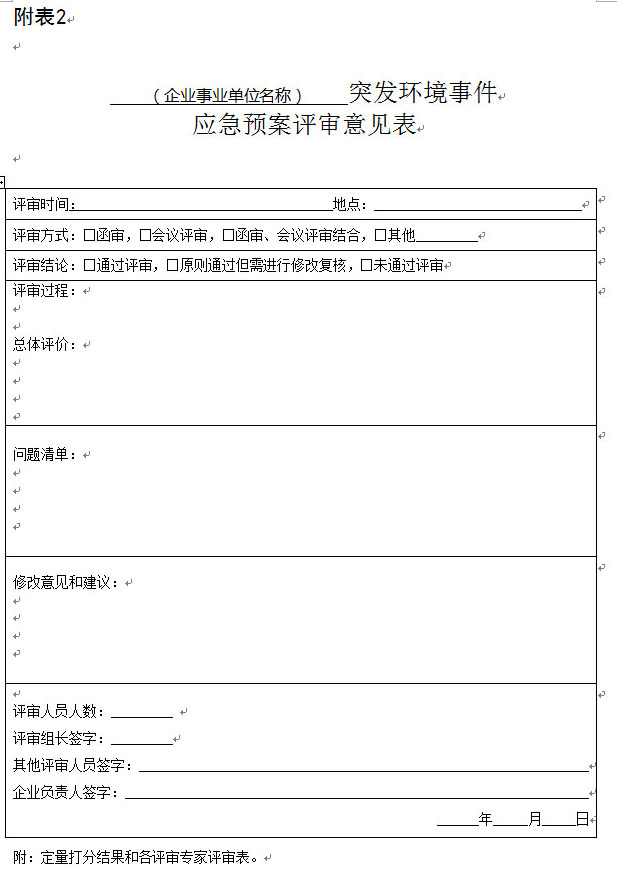《企业事业单位突发环境事件应急预案评审工作指南（试 行）》